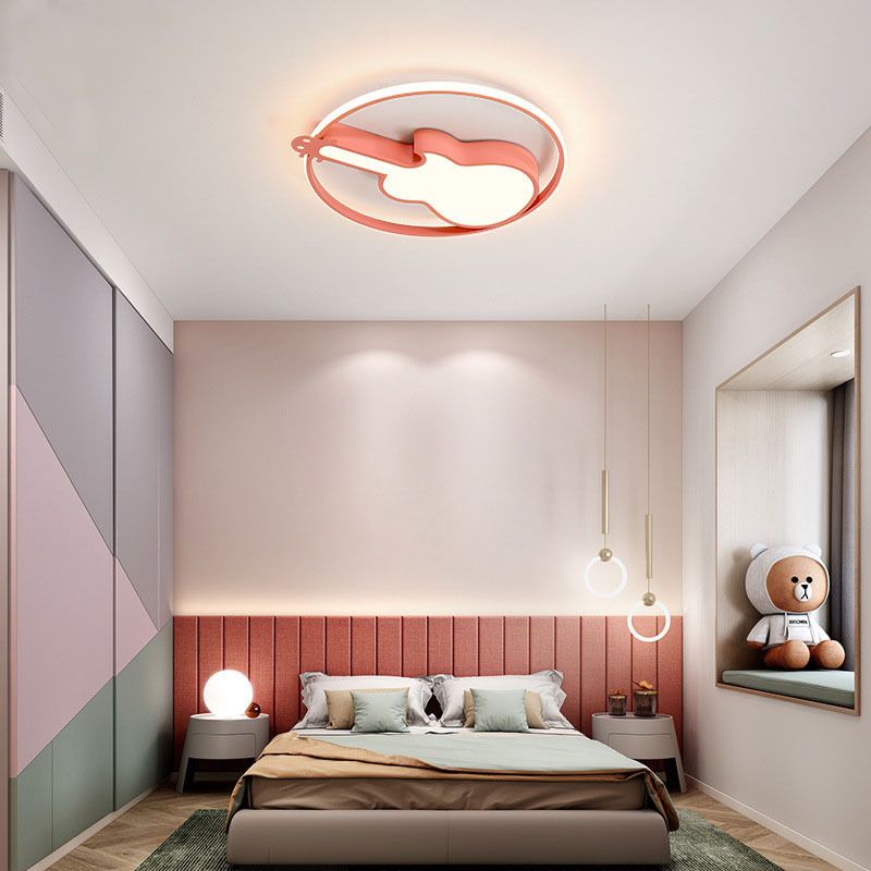 Guitar Flush Mount Ceiling Light 1 Light Metal Creative Flush Mount Ceiling Light for Bedroom