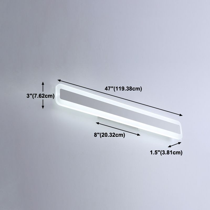 Metal Linear Shade Wall Sconce Modern Style 1-Light Mirror Wall Lighting Fixture in White