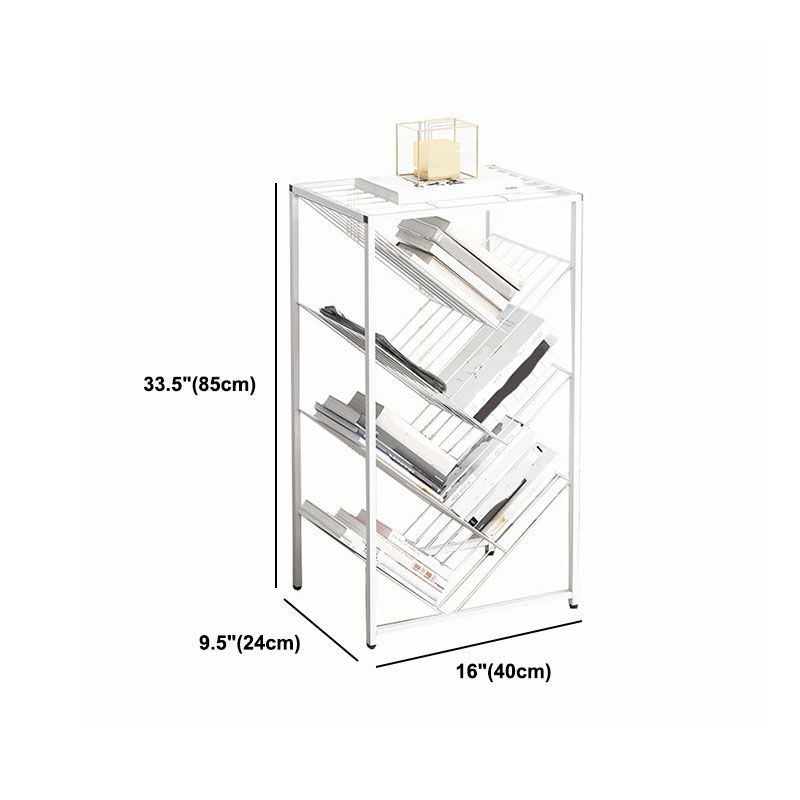 Modern Etagere Metal Bookcase White Vertical Shelf Bookcase for Study Room