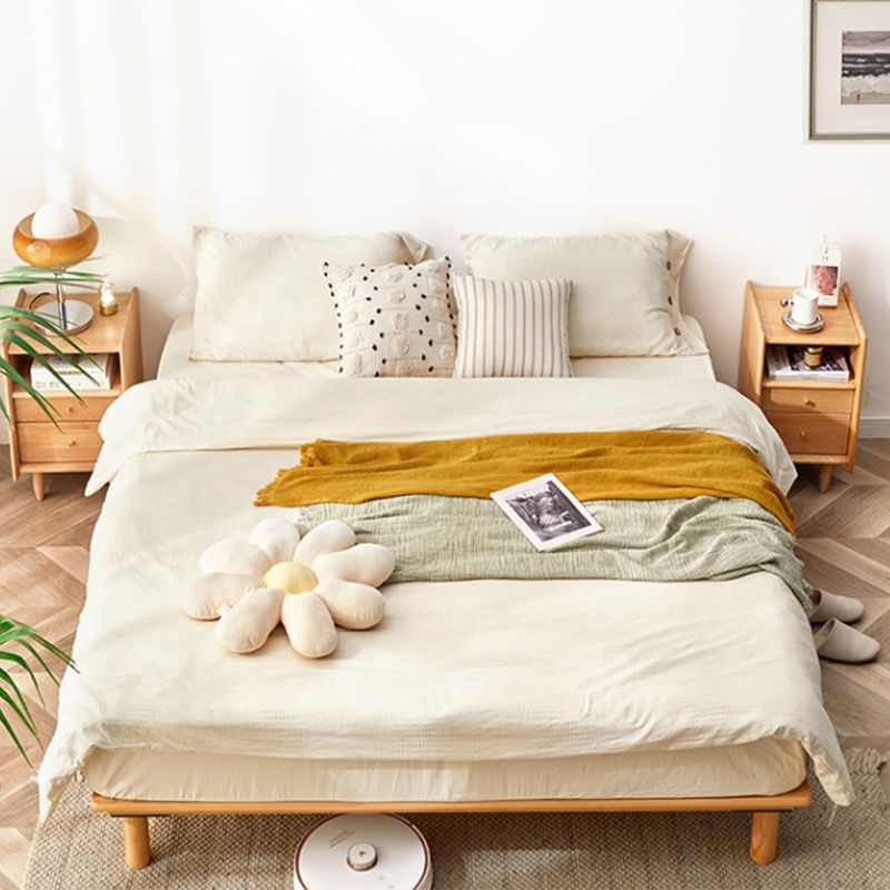 Modern Bed Frame Solid Wood Standard Bed with Custom Gold Legs