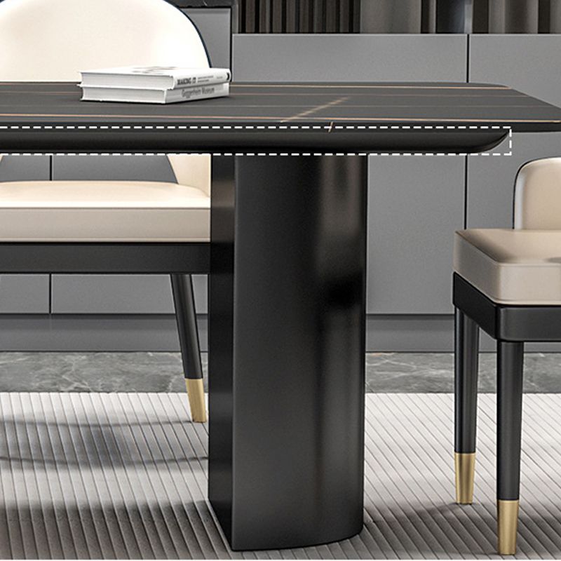 Modern Sintered Stone Dining Table Double Pedestal Table for Home Use