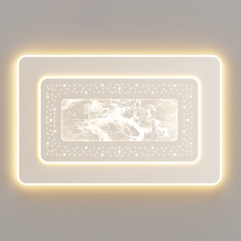LED Metal Flush Mount Geometric Shape Modern Ceiling Light with Acrylic Shade for Bedroom