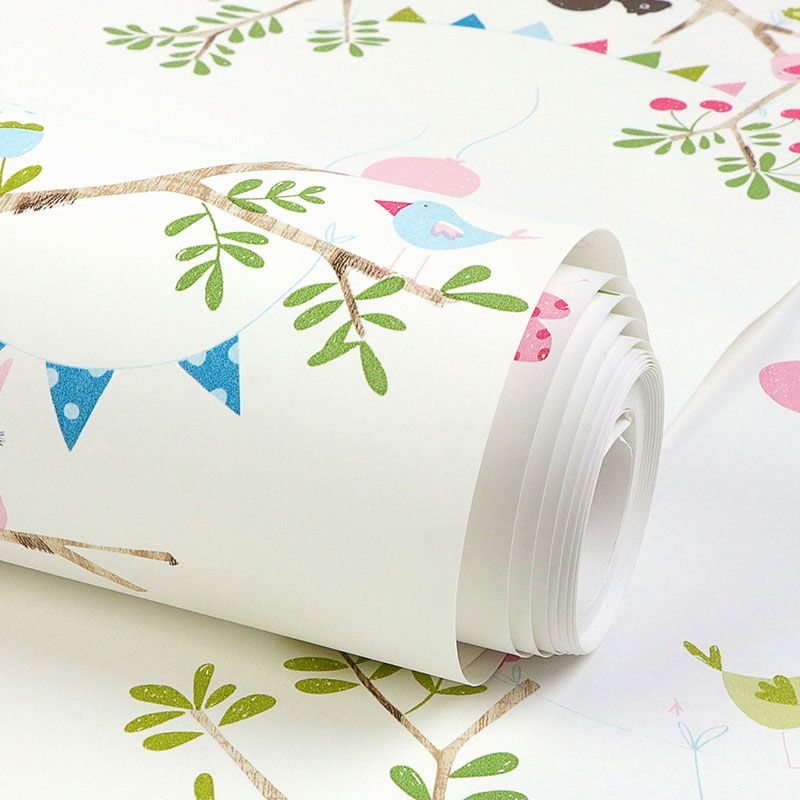 Papier peint décoratif intissé forêt et ballon, décoration murale intissé de couleur pastel pour enfant