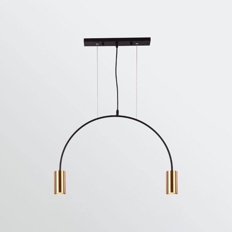 Modern Kitchen Island Lighting Cylinder Island Light Metal Island Lamps in Black and Gold