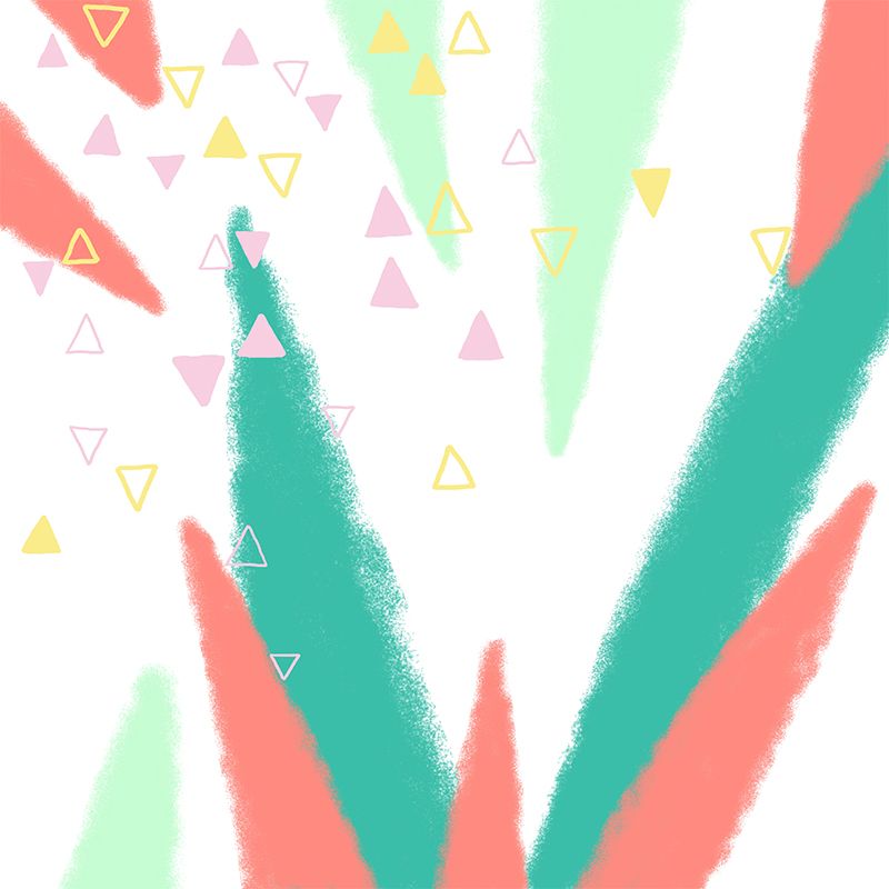 Geometry Cone and Triangle Mural Childrens Art Non-Woven Cloth Wall Covering in Green