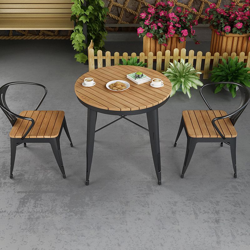 Modern Wood Patio Dining Table 1/3/5/7 Pieces Geometric Outdoor Dining Set
