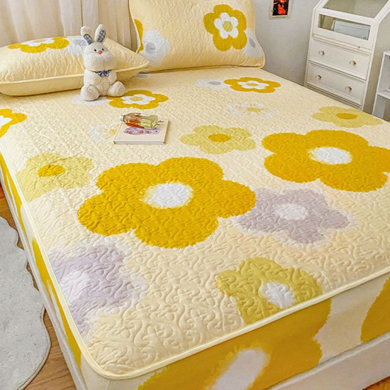 Floral Print Fitted Sheet Modern Cotton Super Soft Bed Sheet Set