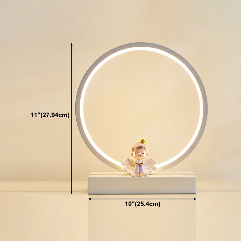 Modern Style Circle Shape Table Light Metal 1 Light Nightstand Lamps for Table