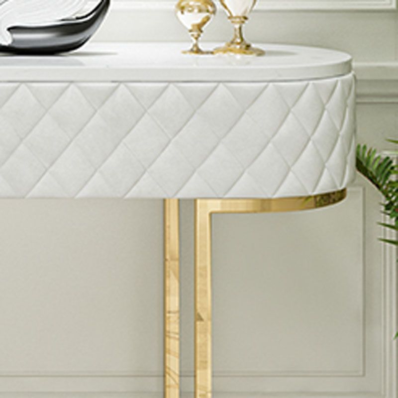 Sled Glam Marble Console Table 14" W Oval Console Accent Table for Hall