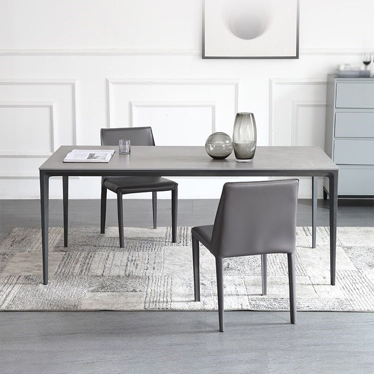 1/3/4/5/7 Pieces Modern Dining Set with Grey Top Table and Leather Chairs Dinette Set