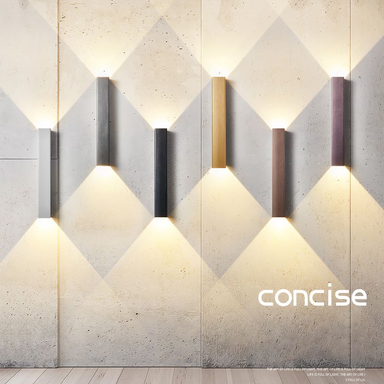 2-Lights Rectangular Lighting Fixtures Aluminum Modern Style Sconces Wall Lamps