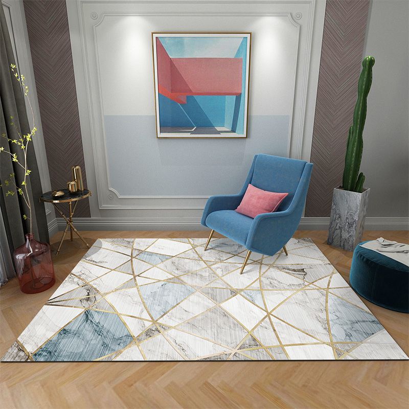 Fancy Geometric Pattern Rug Modern Polyester Area Rug Anti-Slip Easy Care Rug for Drawing Room