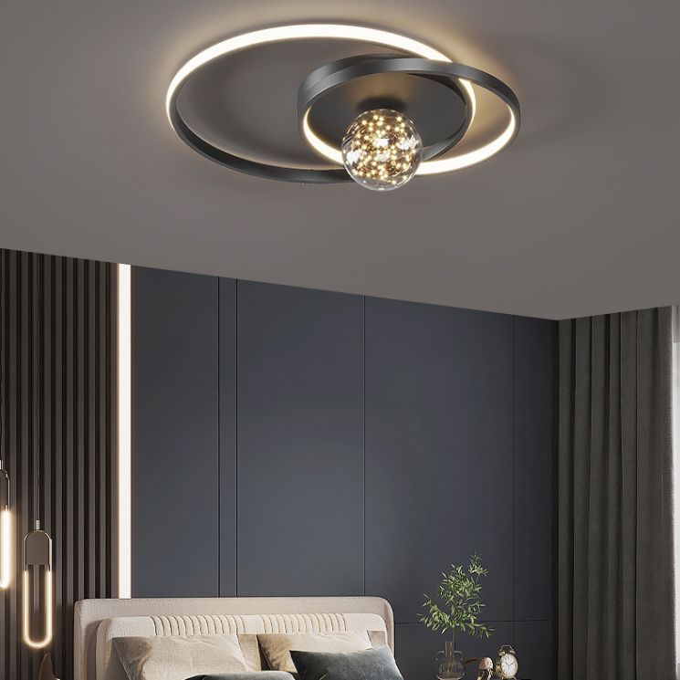 Plafonnier LED circulaire créatif moderne en aluminium à 3 lumières avec abat-jour en acrylique