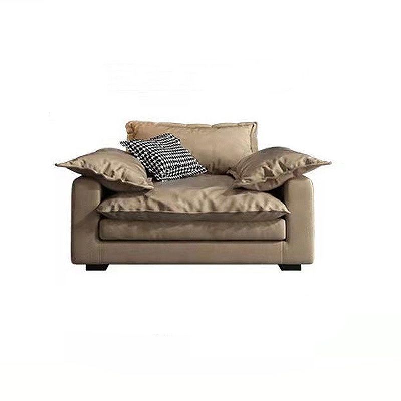 Faux Leather Sofa 35.43" D x 31.49" H Square Arm Sofa for Living Room