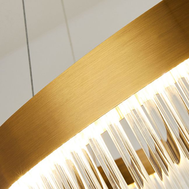 Modern Round Chandelier Glass Crystal Pendant Ceiling Lights with Adjustable Hanging Cord for Living Room