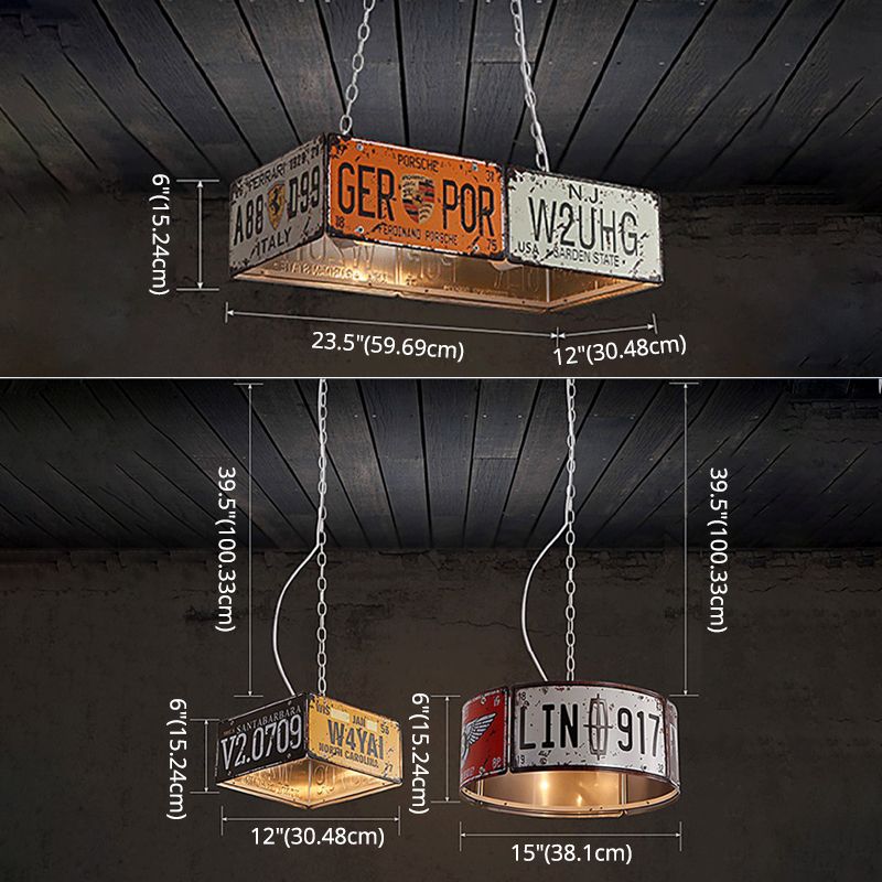 Rust Vintage Ceiling Hanging Light Fixture Metal Bar Chandelier Lighting Fixtures
