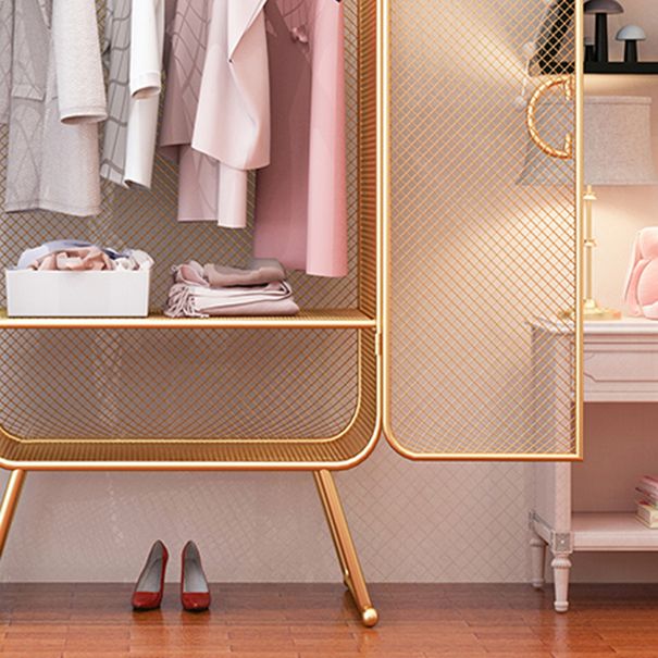 Metal Modern Cabinet with Legs Bedroom Hinged Door Storage Cabinet