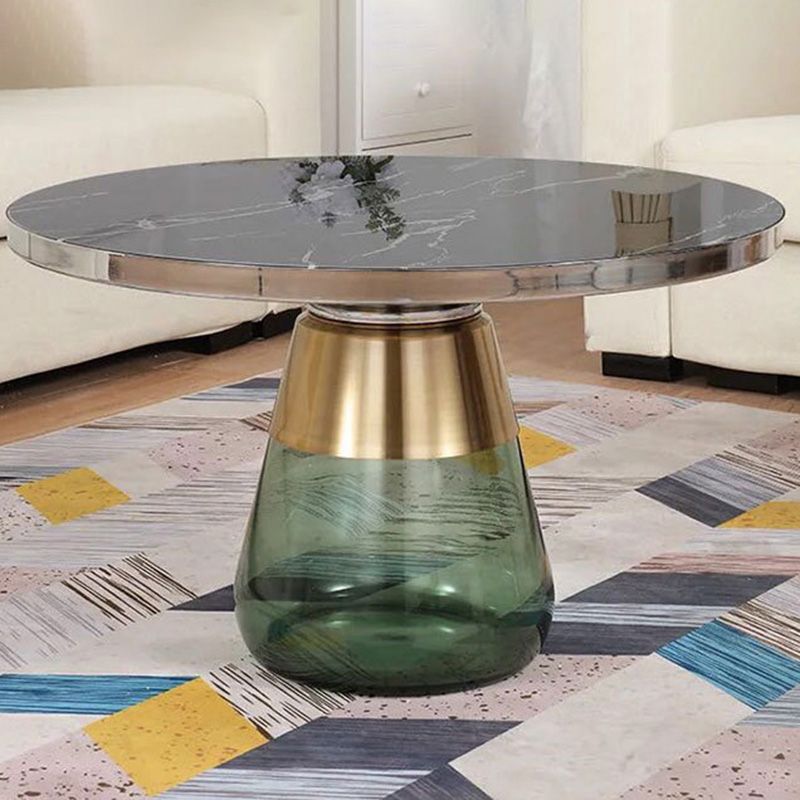 29.53 inch Wide Contemporary Sofa Side Accent Table Glass Round Side End Table