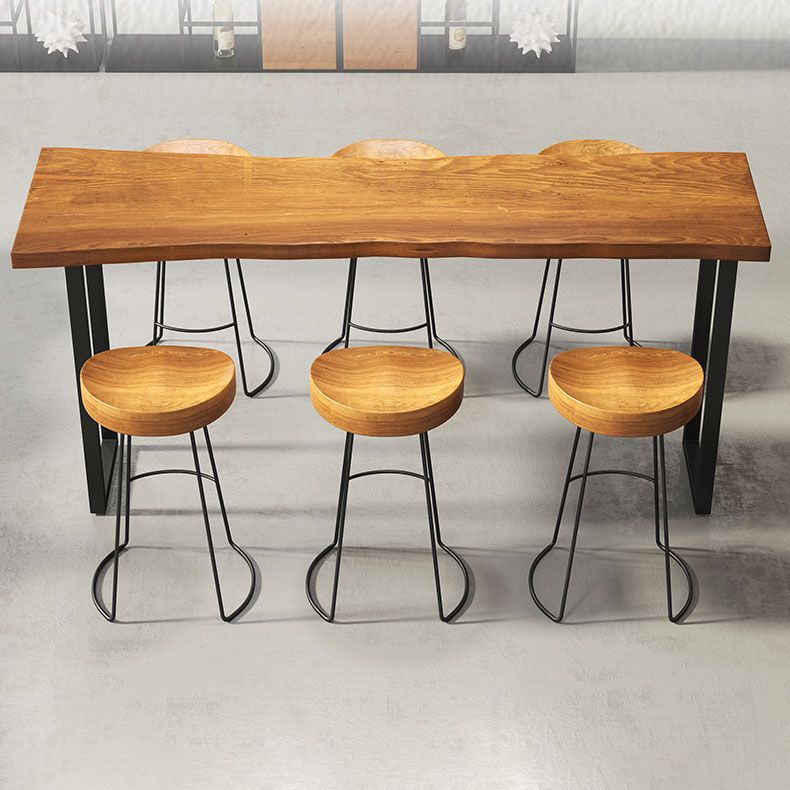 Bar Table in Metal and Wood Industrial Bar Height Table for Dining Room