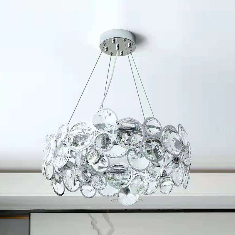 Modern Style Hanging Lights Round Crystal LED Chandelier for Living Room
