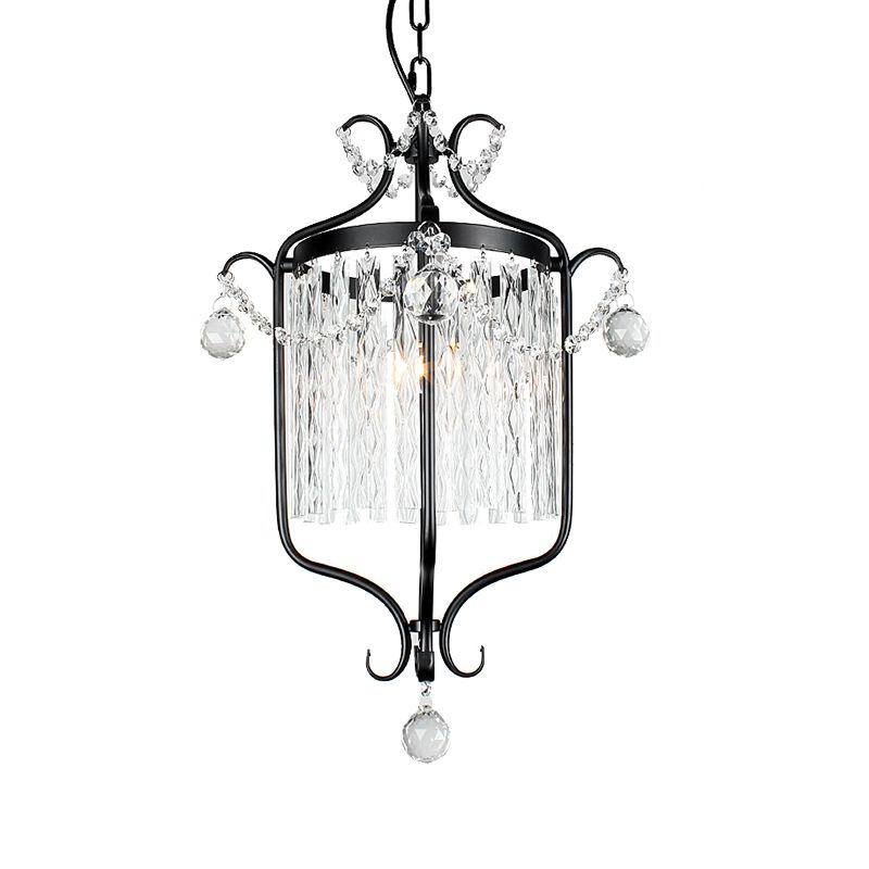 Modernism 1 Light Hanging Ceiling Light Black/White Bird Cage Pendant Light Fixture with Crystal Shade