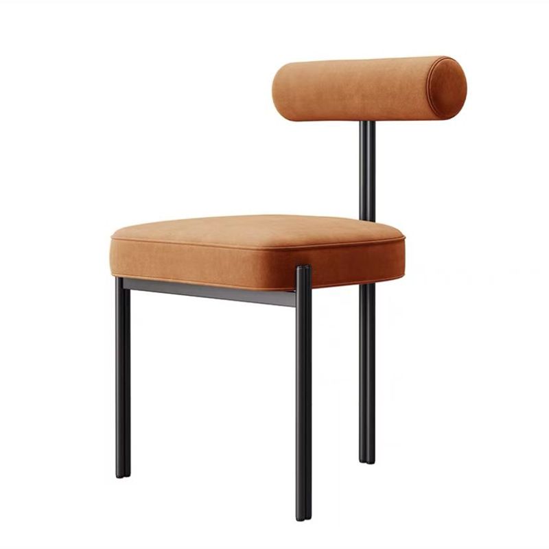 Glam Style Upholstered Dining Chair Open Back Dining Side Chair for Indoor