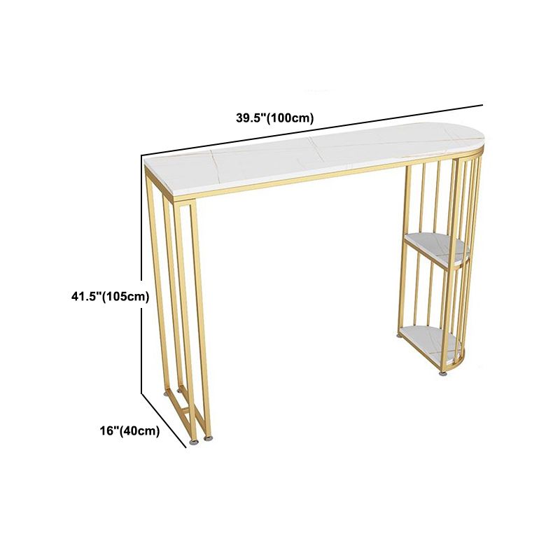 1/3 Pieces Glam Gold Iron Bar Table Set White Stone Top Bistro Set with Shelf