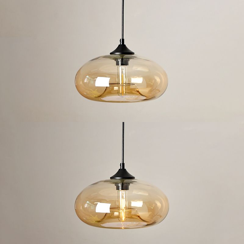 Moderne creatieve single hanging lamp smeedijzeren trommel hanglamp met glazen schaduw