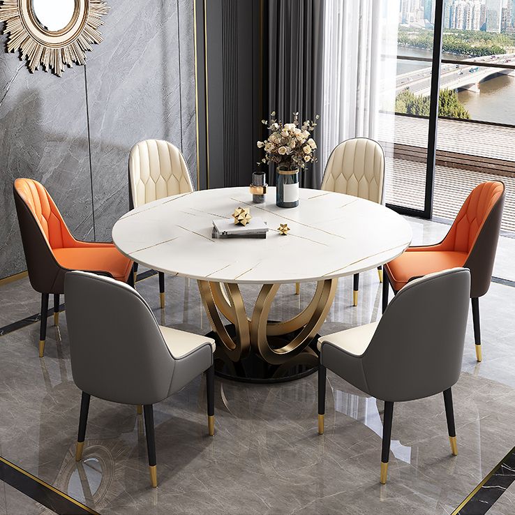 Glam Restaurant Sintered Stone Table Round Pedestal Dining Table
