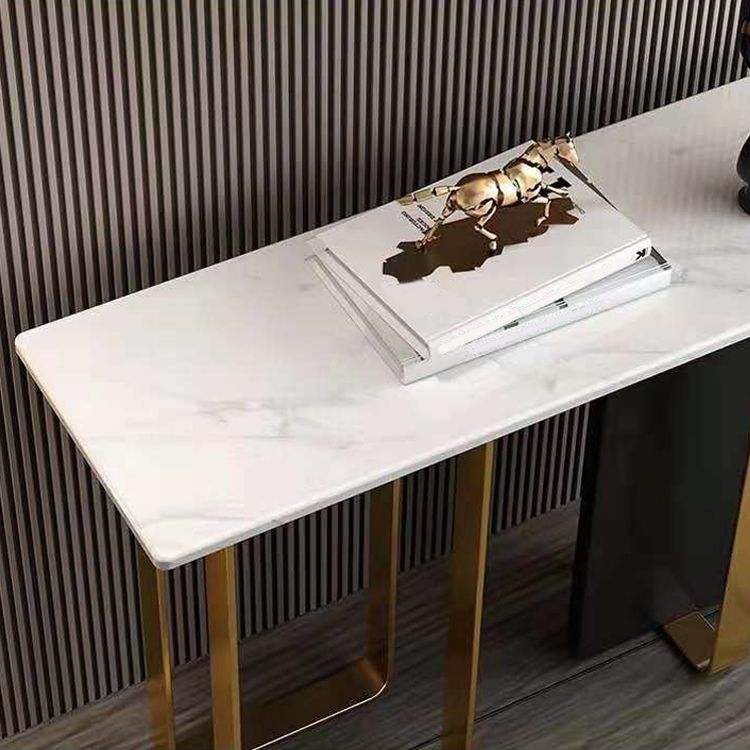Rectangle Contemporary Console Accent Table Antique Finish Console Sofa Table in Marble
