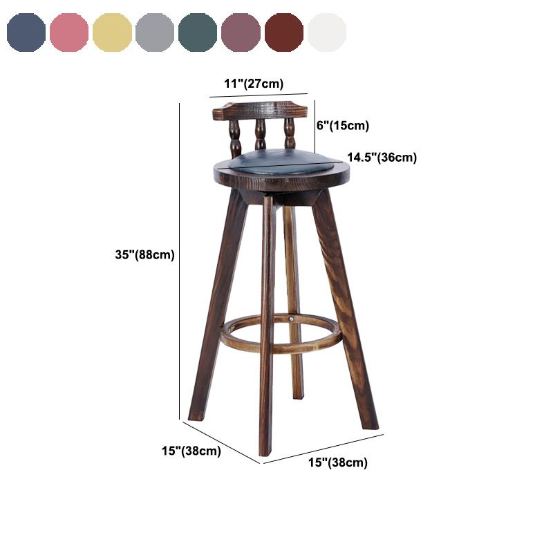 Contemporary Wood Barstool Fabric Upholstered Stool in Matte Finish for Indoor