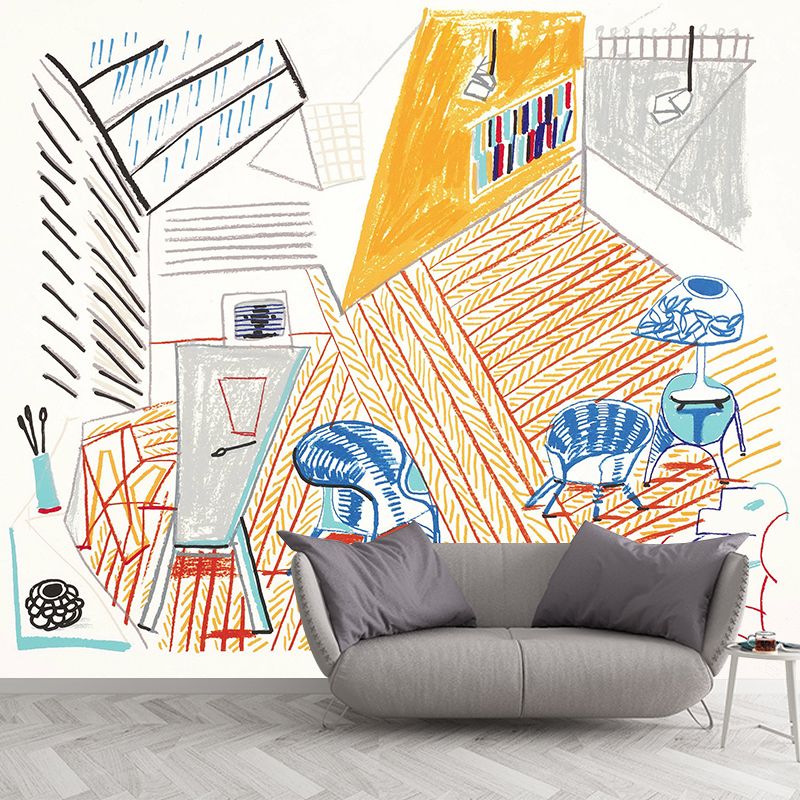 Artworks Studio Interior Murals Artistry Smooth Wall Decoration in Yellow for Home