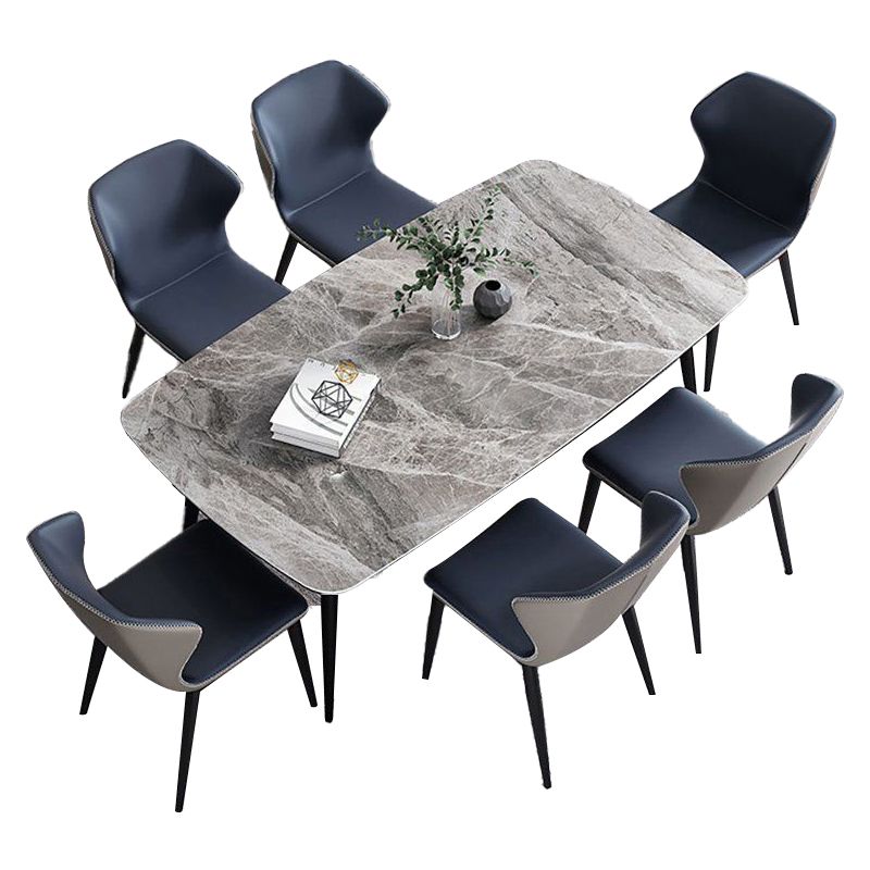 Mesa de mesa estándar de piedra sinterizada de forma simple Mesa de comedor de cocina con 4 patas Base