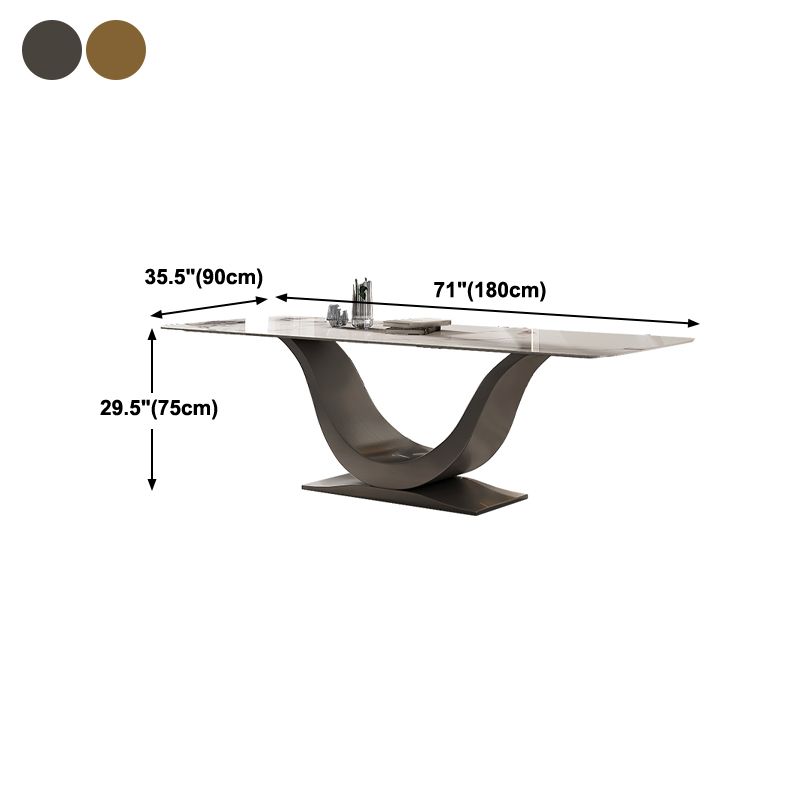 Modern Style Pedestal Dining Table Sintered Stone Rectangle Table for Home