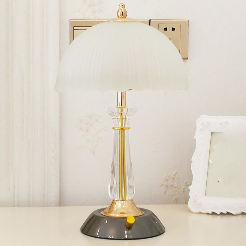 Glass Hemisphere Nightstand Lamp Minimalist 2-Light Table Light for Bedroom
