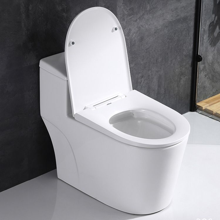 Traditional One Piece Toilet Floor Mounted White Toilet Bowl with Seat for Washroom