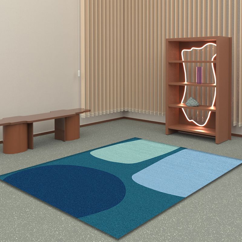 Modern Colorblock Rug Multi-Color Polypropylene Rug Anti-Slip Backing Pet Friendly Washable Area Rug for Bedroom
