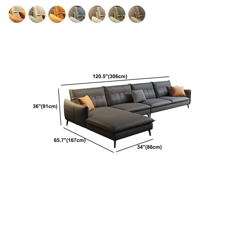 Nordic Stationary Square Arm Faux Leather Living Room Cushions Sofa Chaise