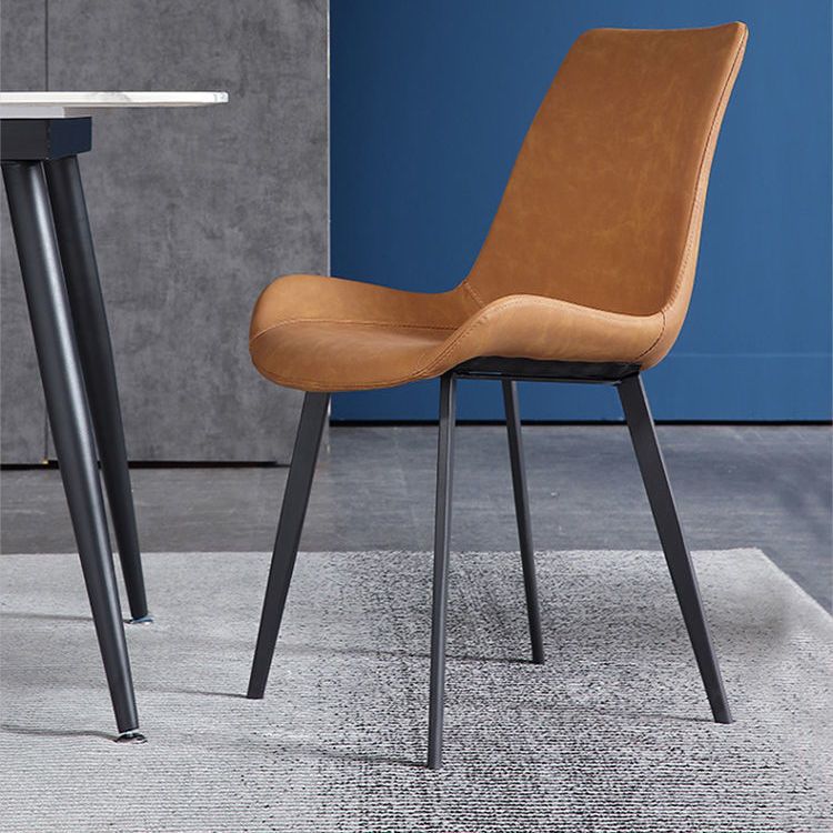 Industrial Style Side Chair Metal Solid Back Dining Room Chair for Kitchen