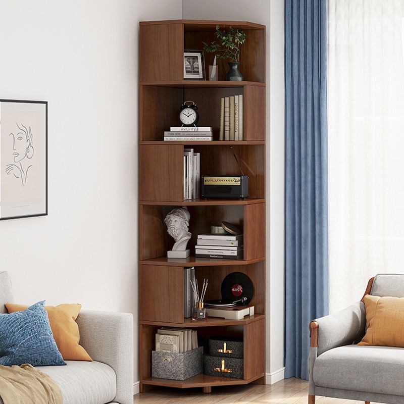 Wooden Bookcase 18" W Vertical Closed Back Bookshelf for Living Room