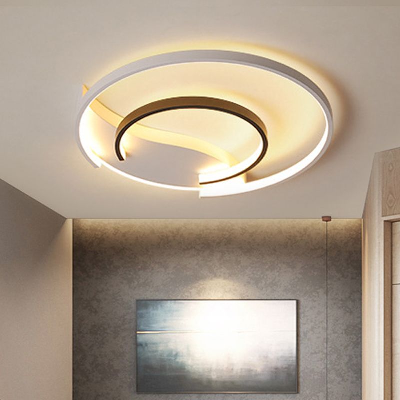 Luces de techo únicas blancas modernas con iluminación empotrada de doble anillo de 16 "/ 19,5", ajuste continuo/cálido/blanco