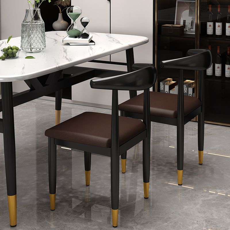 Nordic Style Dining Side Chairs Armless Chairs for Kitchen with Metal Legs (Set of 2)