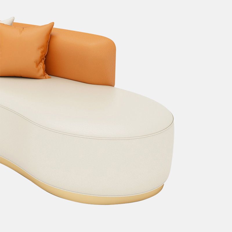 Faux Leather Armless Curved Sofa Contemporary Moon Shape Sofa
