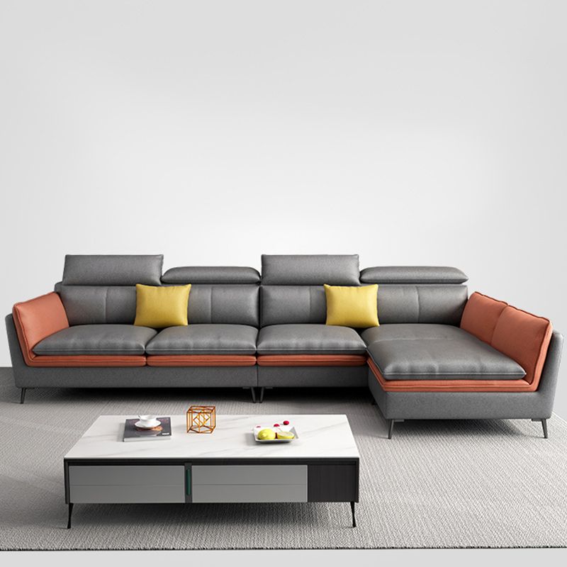 133.86" W √ó 70.87" D √ó 37.40" H L-Shape Faux Leather High Back Flared Arm Sectional