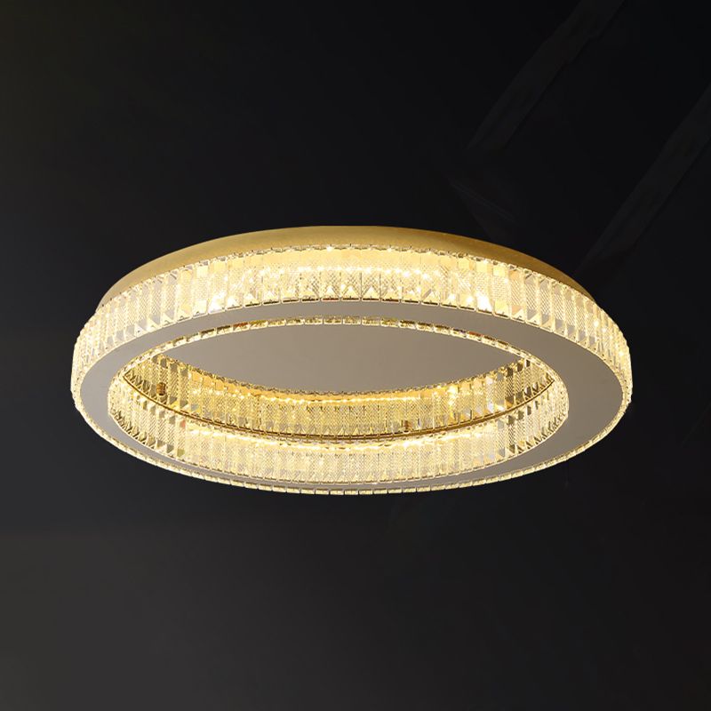 Living Room K9 Crystal Flush Mount Light Fixture Contemporary Cylinder Flush Light Fixture