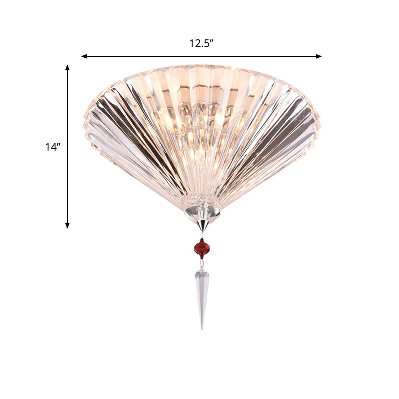 Conical Flush Ceiling Light Contemporary Crystal 3/4 Lights Clear Flushmount Lighting