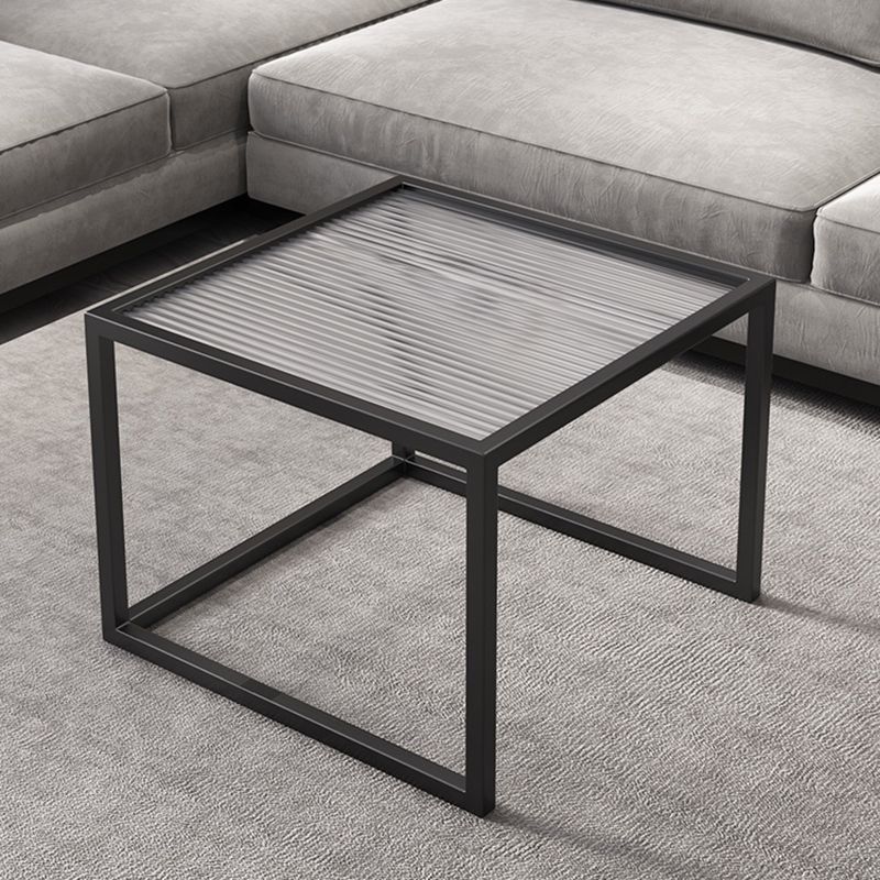 Square Minimalist Coffee Table Open Shelf Cocktail Table for Living Room