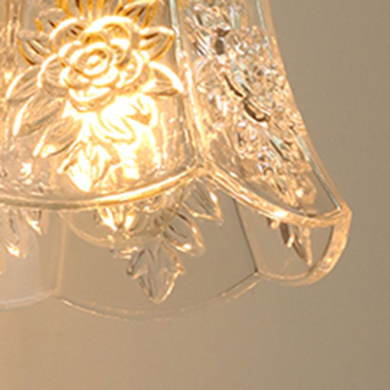 Flower Shape Wall Mount Lamp Modern Style Glass 1 Light Sconce Lamp in Clear