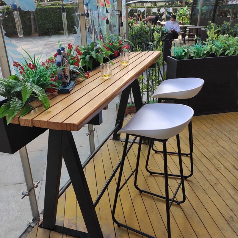 Modern Wood Bar Table with Rectangle Table Top Trestle Table with 42-inch Height