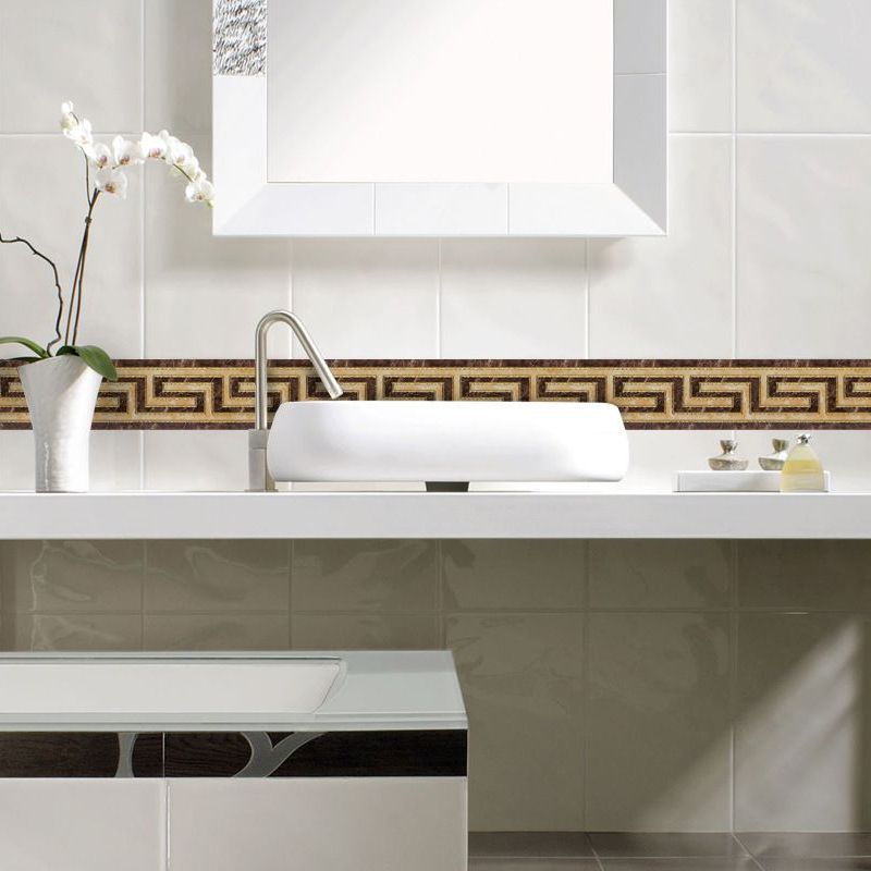 Vintage Maze-Like Wallpaper Border PVC Easy Peel off Brown Wall Covering for Kitchen